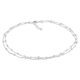 Sterling Silver Fancy Twin Chain 29cm Anklet
