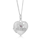 Sterling Silver Pink Cubic Zirconia Princess Heart Locket