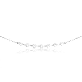 Sterling Silver Paw Mark Discs On 45cm Chain