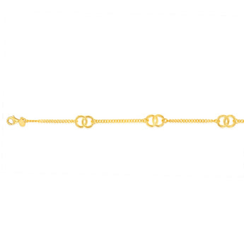 Sterling Silver Gold Plated Connected Circle 20cm Bracelet