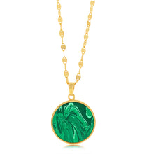Load image into Gallery viewer, Sterling Silver Gold Plated Malachite Tree Of Life Pendant On 45cm Chain