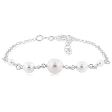 Load image into Gallery viewer, Sterling Silver Pearls On 19cm Bracelet
