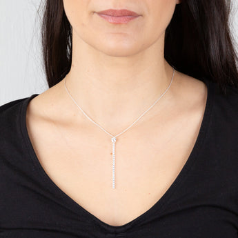 Sterling Silver Long Pendant On 45cm Chain