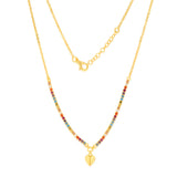 Sterling Silver Gold Plated Heart And Multicolour Beads 45cm Chain
