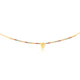 Sterling Silver Gold Plated Heart And Multicolour Beads 45cm Chain