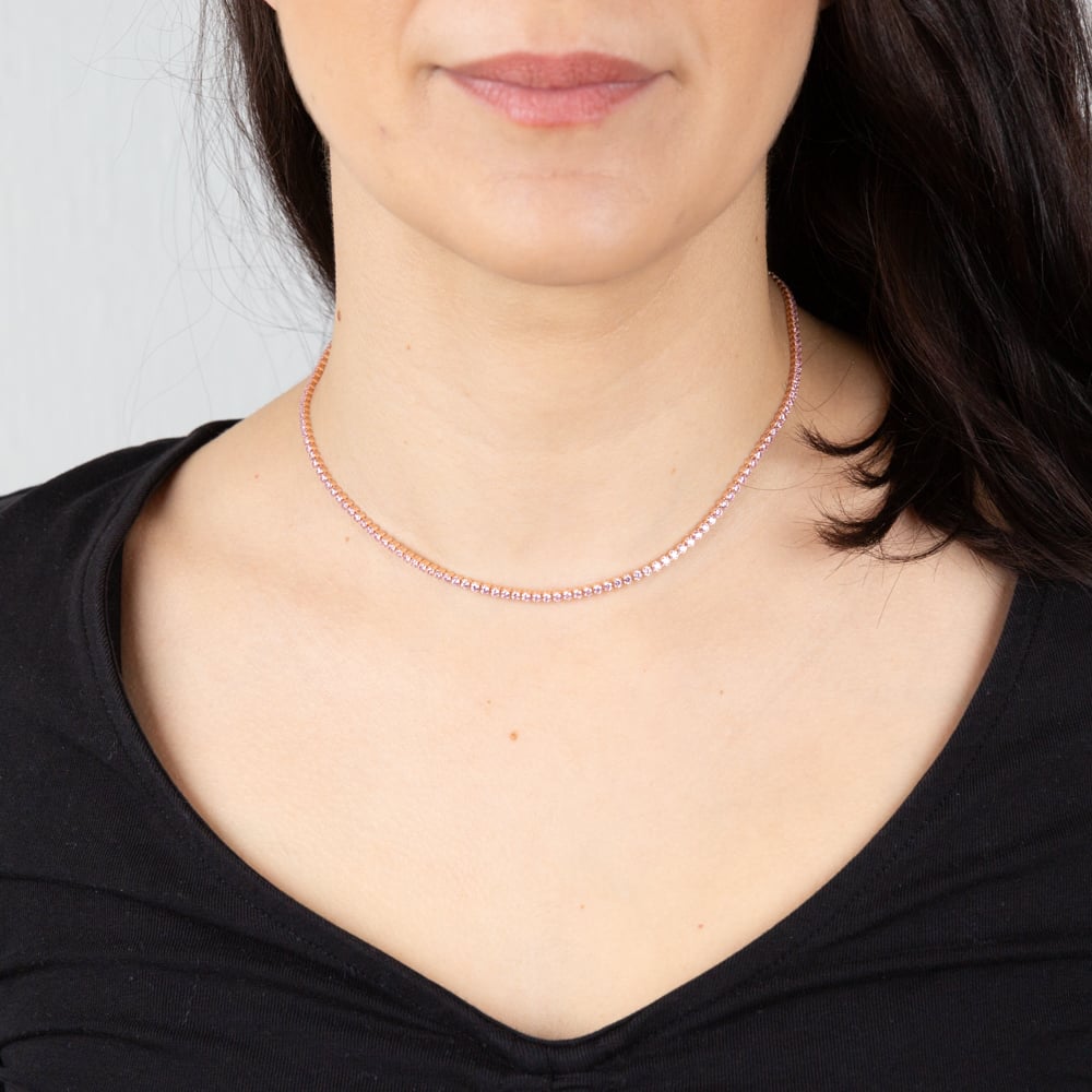 Sterling Silver Rose Gold Plated Fancy 40cm Choker Chain