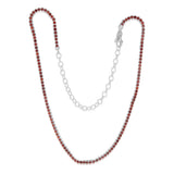 Sterling Silver Red Cubic Zirconia On 32+10cm Chain