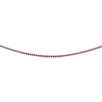 Sterling Silver Red Cubic Zirconia On 32+10cm Chain