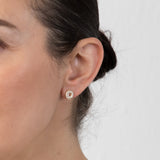 Sterling Silver Gold Plated Cubic Zirconia Circle Of Life Stud Earrings