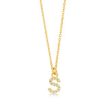 Sterling Silver Yellow Gold Plated Initail "S" Pendant On 45cm Chain