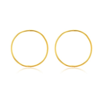 Sterling Silver Gold Plated Plain 25mm Sleeper Earrings