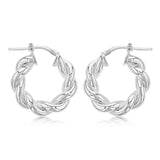 Sterling Silver Twisted Fancy 12mm Hoop Earrings