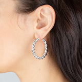 Sterling Silver Twisted Fancy 30mm Hoop Earrings