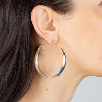 Sterling Silver Plain Broad 3/4 Hoop Earrings