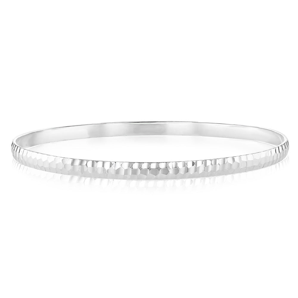 Sterling Silver Textured 65mm Bangle