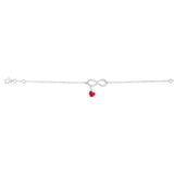 Sterling Silver Red Enamel Heart Infinity 18cm Bracelet