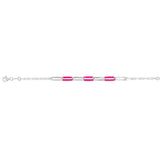 Sterling Silver Pink Enamel Fancy 19cm Bracelet