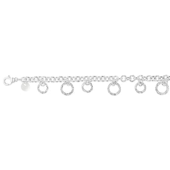 Sterling Silver Textured Charm 19cm Bracelet