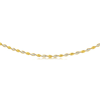 Sterling Silver And Gold Plated Two Tone Twisted Herringbone 45cm Chain