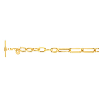 Sterling Silver Gold Plated Belcher Links T Bar Clasp 19cm Bracelet