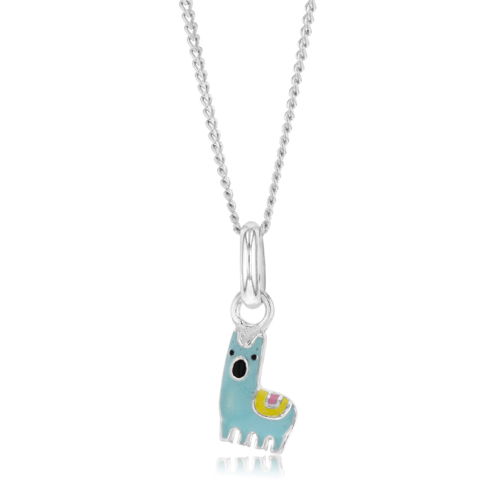 Sterling Silver Blue Enamel Llama Pendant