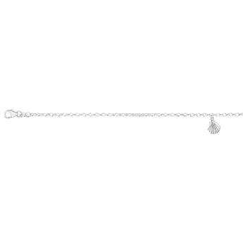 Sterling Silver Sea Shell Charm On 23+2cm Anklet