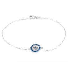 Load image into Gallery viewer, Sterling Silver White And Blue Round Pendant 19cm Bracelet