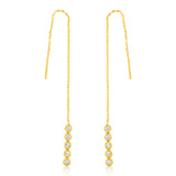 Sterling Silver Gold Plated Tiny Flowers Threader Earrings
