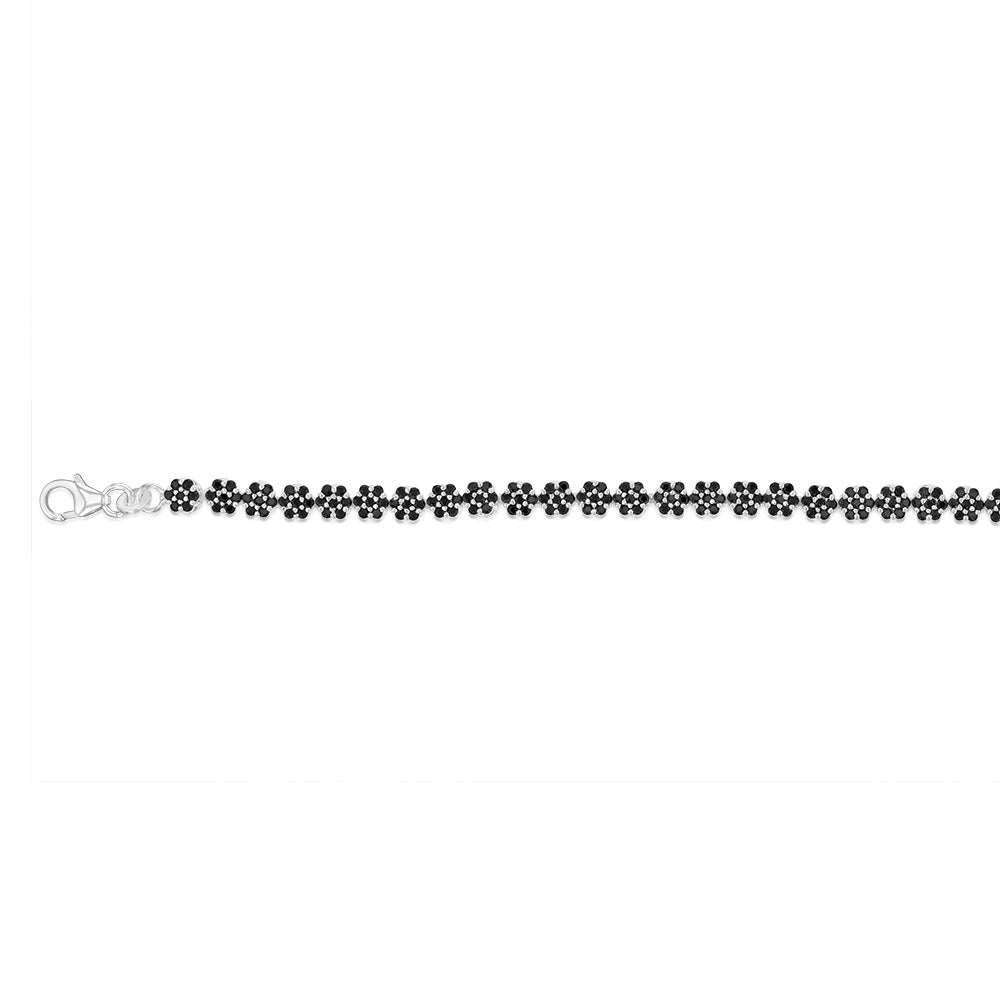 Sterling Silver Black Cubic Zirconia 19cm Bracelets