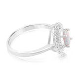 Sterling Silver Cubic Zirconia Created Opal Round Ring