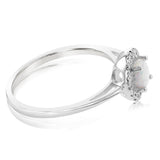 Sterlling Silver Cubic Zirconia And Created Opal Ring