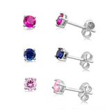 Sterling Silver Multi-Coloured Cubic Zirconia Stud Set