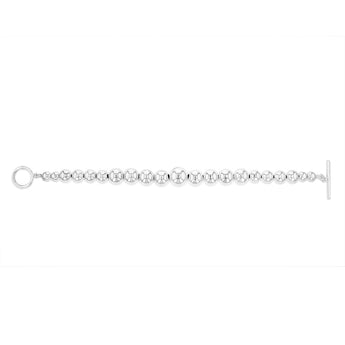 Sterling Silver Graduating Balls T Bar Clasp 19cm Bracelet