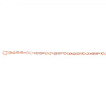 Sterling Silver Rose Gold Plated Cubic Zirconia Infinity 19.5cm Bracelet