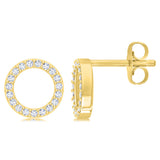 Sterling Silver Gold Plated Cubic Zirconia Circle Of Life Stud Earrings