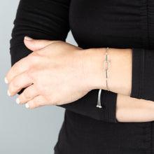 Load image into Gallery viewer, Sterling Silver Cubic Zirconia Link 19cm Adjustable Bracelet