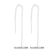 Load image into Gallery viewer, Sterling Silver Multicolour Zirconia Threader Earrings