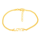 Sterling Silver Gold Plated "Love" 19cm Bracelet