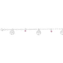 Load image into Gallery viewer, Sterling Silver Tree Of Life &amp; Pink Charm 19cm Bracelet