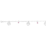 Sterling Silver Tree Of Life & Pink Charm 19cm Bracelet