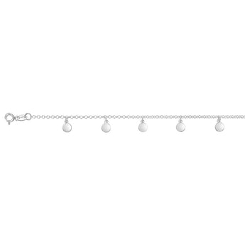 Sterling Silver Round Disc On 19cm Bracelet