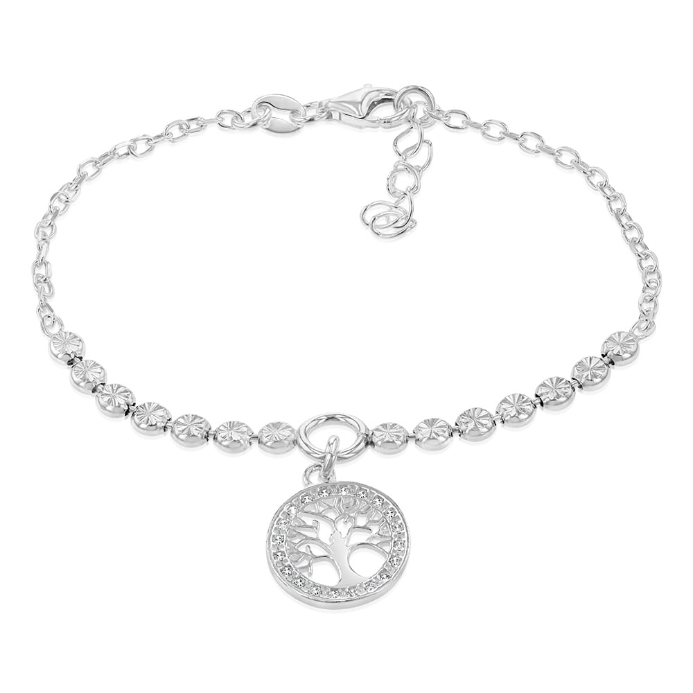 Sterling Silver Tree Of Life Fancy 19cm Bracelet