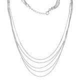 Sterling Silver Rhodium Plated Diamond Cut Multilayer Fancy 42+3cm Chain