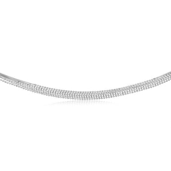 Sterling Silver Rhodium Plated Diamond Cut Multilayer Fancy 42+3cm Chain