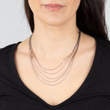 Sterling Silver Rhodium Plated Diamond Cut Multilayer Fancy 42+3cm Chain