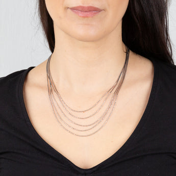 Sterling Silver Rhodium Plated Diamond Cut Multilayer Fancy 42+3cm Chain