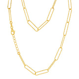 Sterling Silver Gold Plated Textured Paperclip 42cm Chain