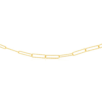 Sterling Silver Gold Plated Textured Paperclip 42cm Chain