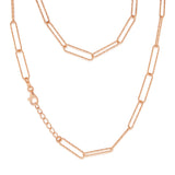 Sterling Silver Rose Gold Plated Textured Paperclip 41cm Chain