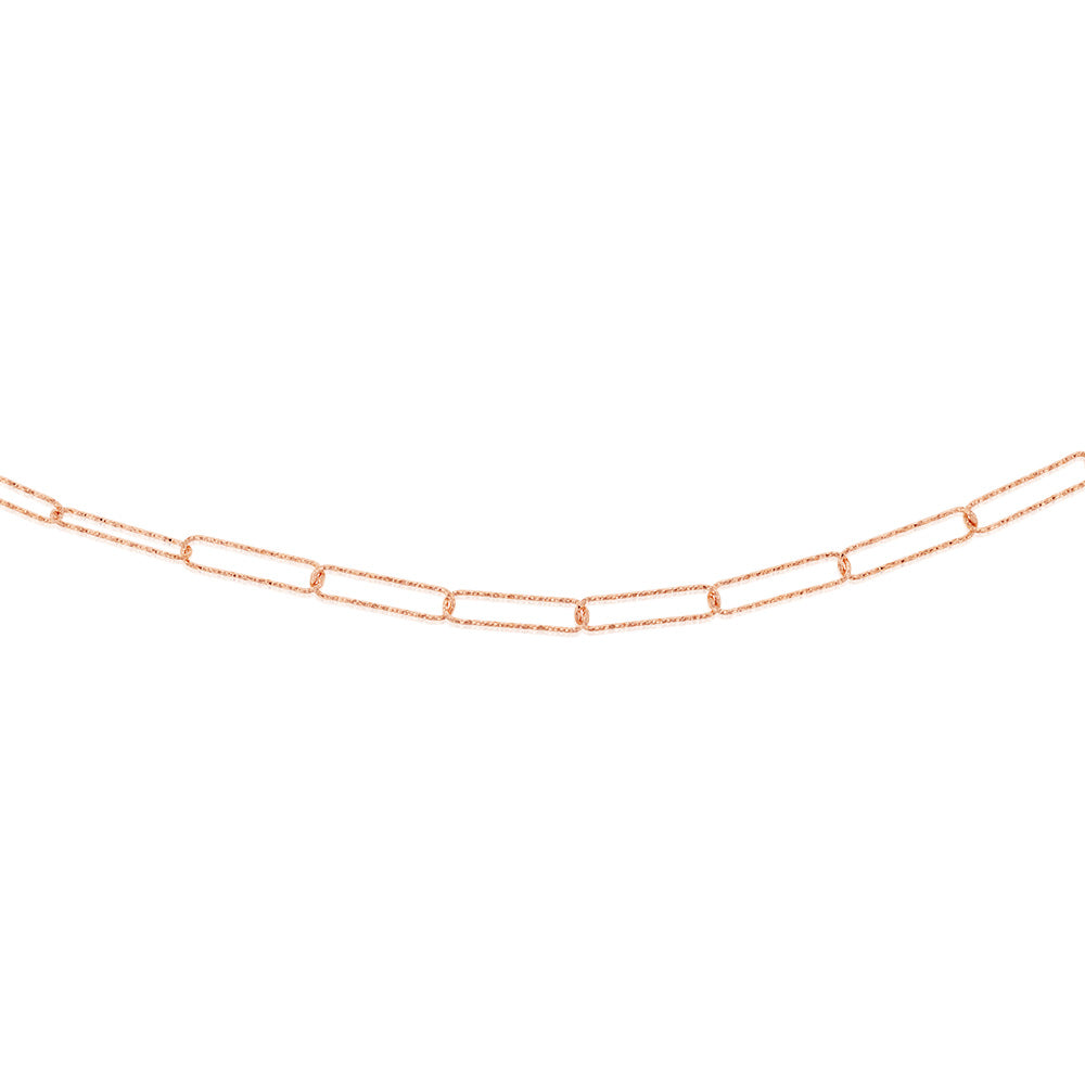 Sterling Silver Rose Gold Plated Textured Paperclip 41cm Chain